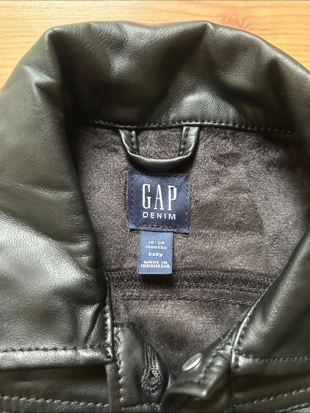 GAP Kids Black Faux Leather Jean Jacket
